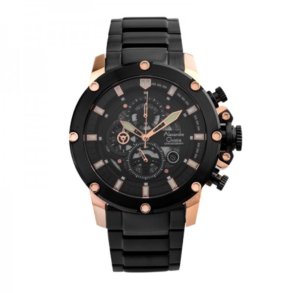 Alexandre Christie AC 6564 Rosegold Black Steel MCBBRBA